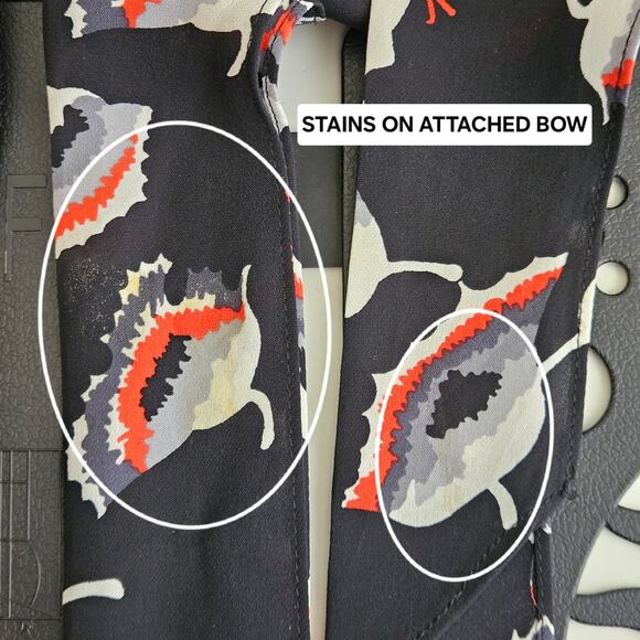 Milly Women's Poppy Floral Print Silk Black Red Dress | FLAWS | 8 - Picture 9 of 16